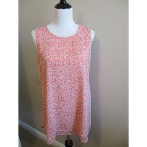 FEVER BRAND 2 LAYER ORANGE POLY PRINT BLOUSE SLEEVELESS MEDIUM